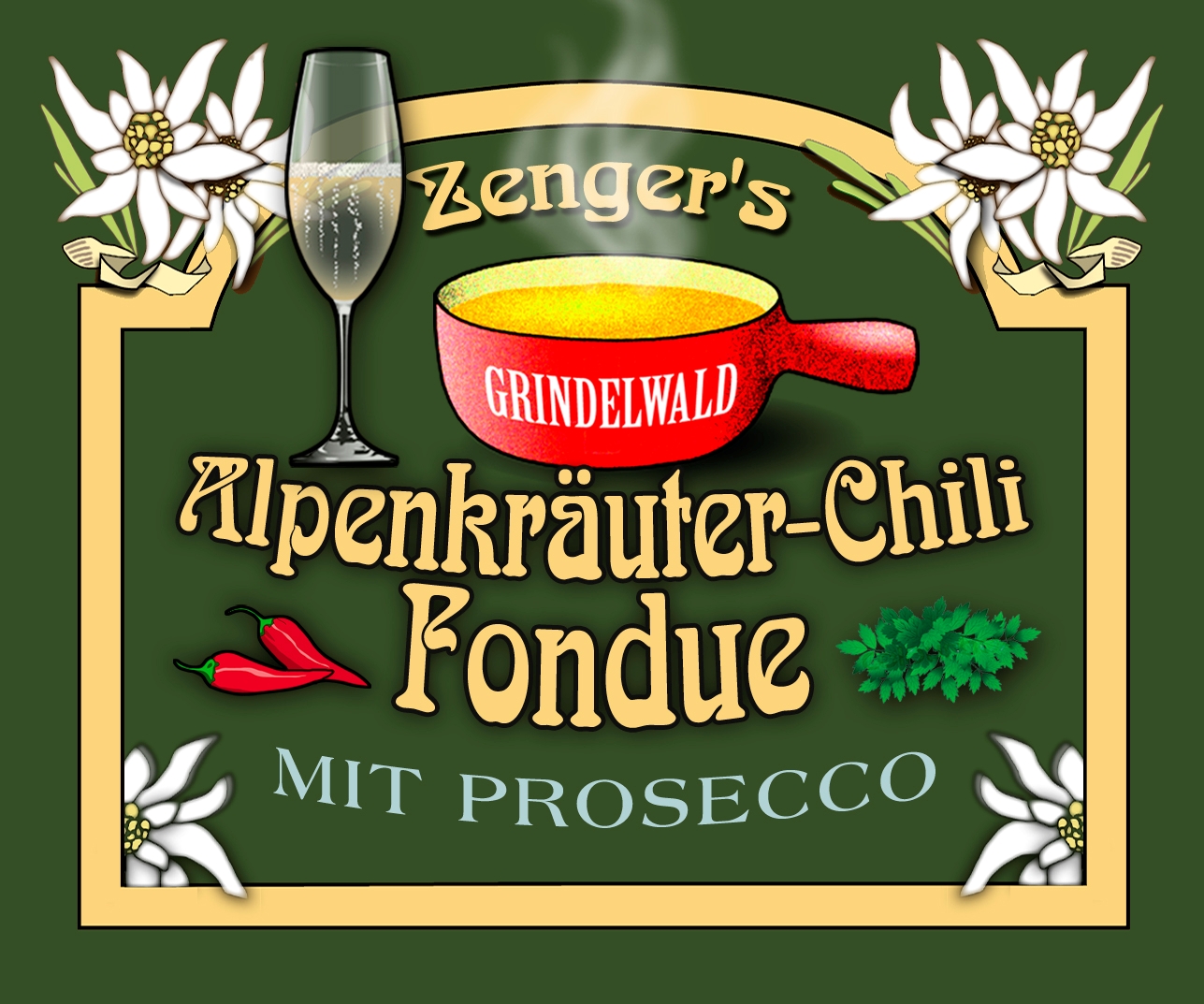 Alpenkräuter-Chili Fondue mit Prosecco